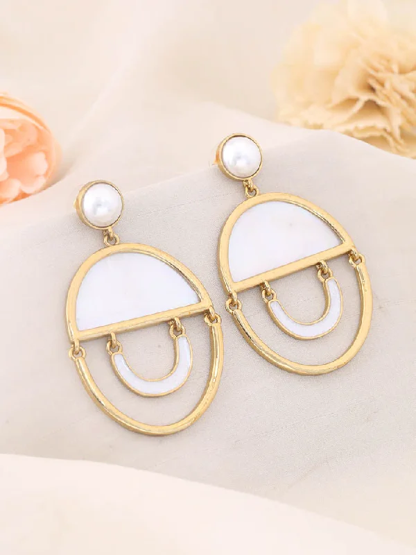 Dainty Hoop Earrings for Women-Ivory Ayushi Danglers