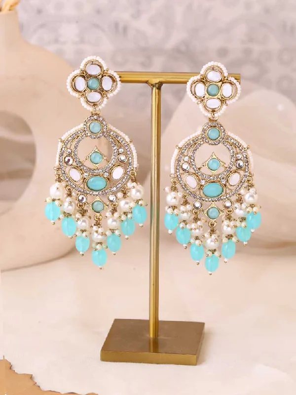 Handmade Crystal Earrings-Turquoise Ishika Chaandbalis