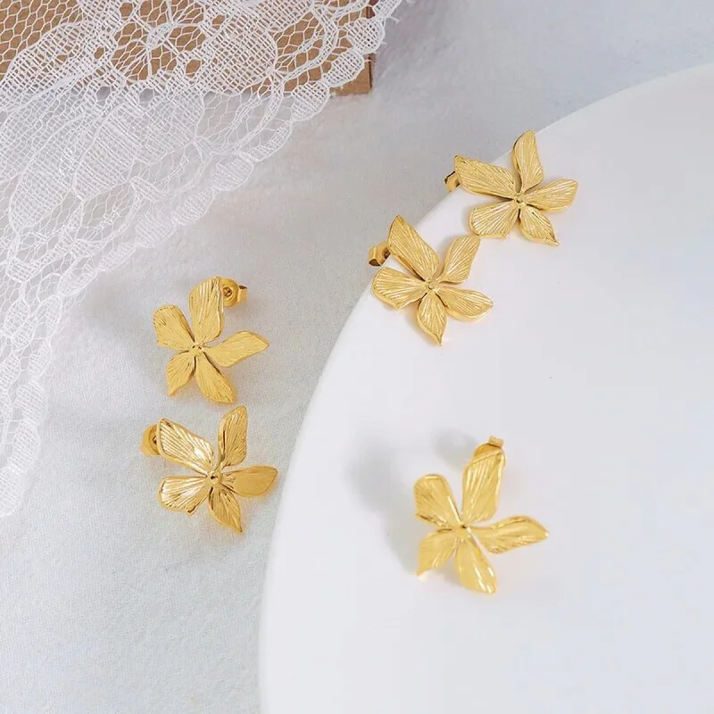 Crystal Hoop Earrings for Women-Flower Petal Earrings