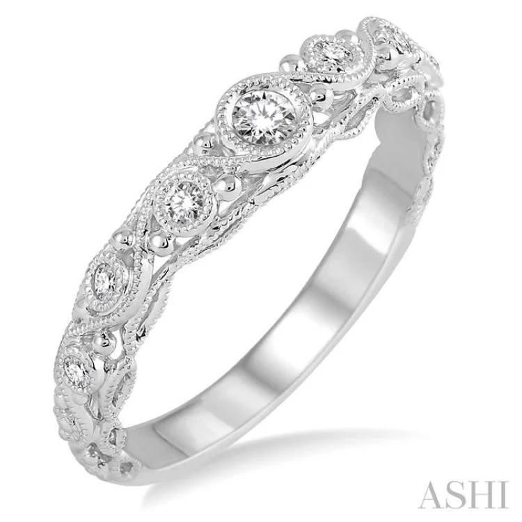 Personalized Engagement Ring Styles-1/6 ctw Round Cut Diamond Wedding Band in 14K White Gold