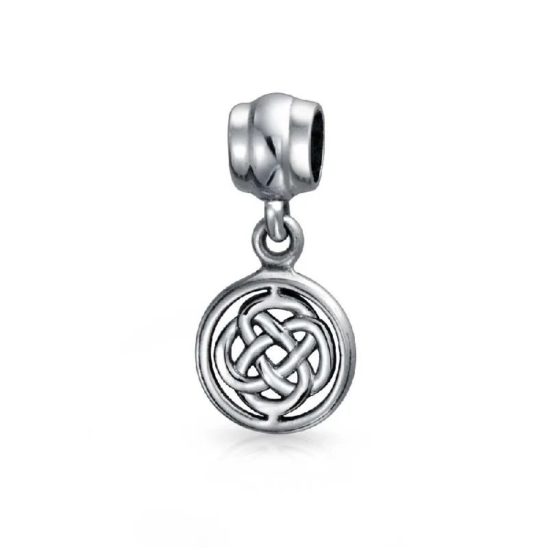 Custom Men’s Leather Wrap Bracelets-Celtic Infinity Love Knot Dangle Charm Bead in Oxidized Sterling Silver for Bracelet