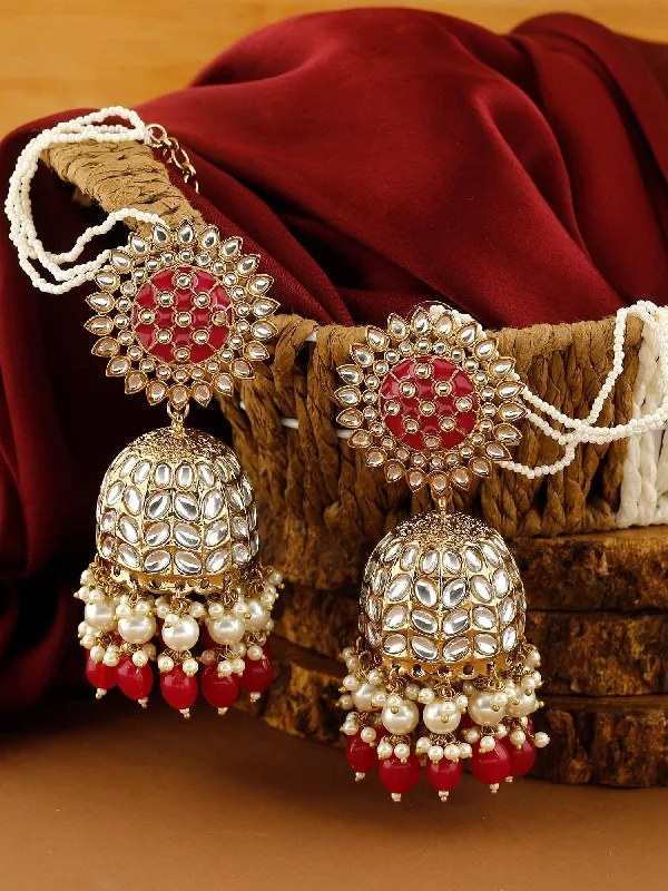 Modern Drop Hoop Earrings-Ruby Maharani Sahara Jhumkis - EOSS