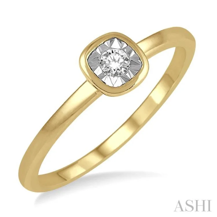 Simple Diamond Rings for Men-1/50 ctw Square Curve Edge Round Cut Diamond Promise Ring in 10K Yellow Gold