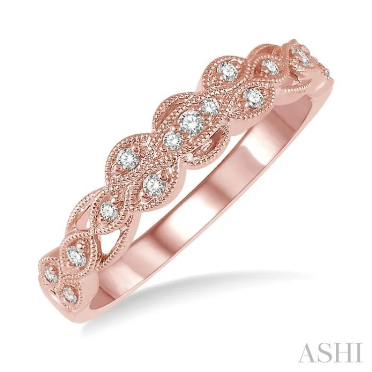 Affordable Vintage Engagement Rings-1/10 ctw Round Cut Diamond Wedding Band in 14K Rose Gold