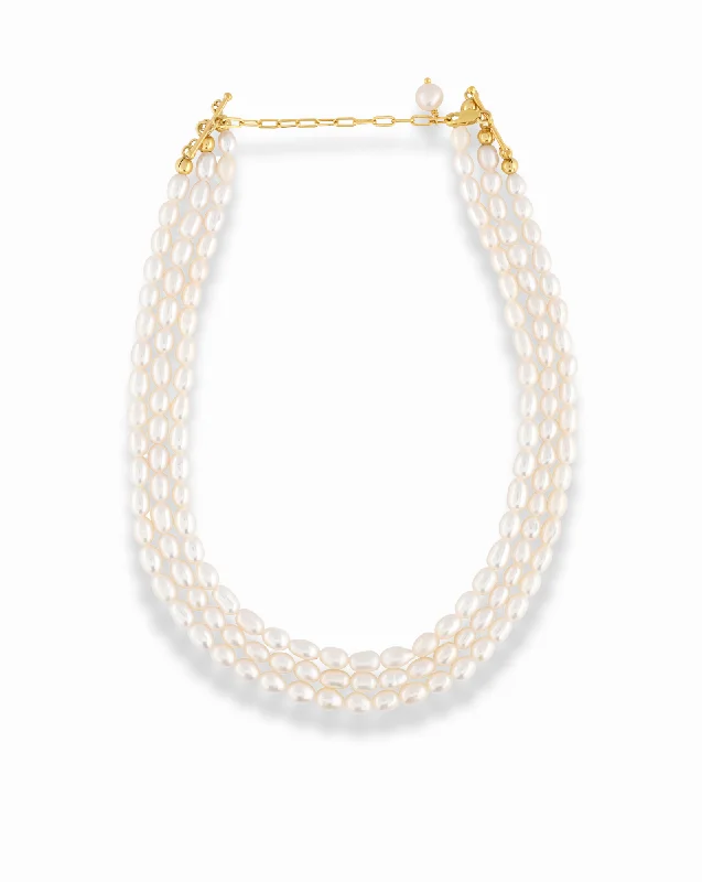 Statement Chain Necklaces-Joanna Pearl Layered Choker Necklace