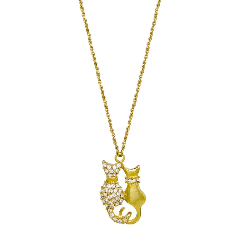 Charm Necklaces-1928 Jewelry Meow & Forever Rhinestone Crystal Pendant Necklace 16" + 3" Extension