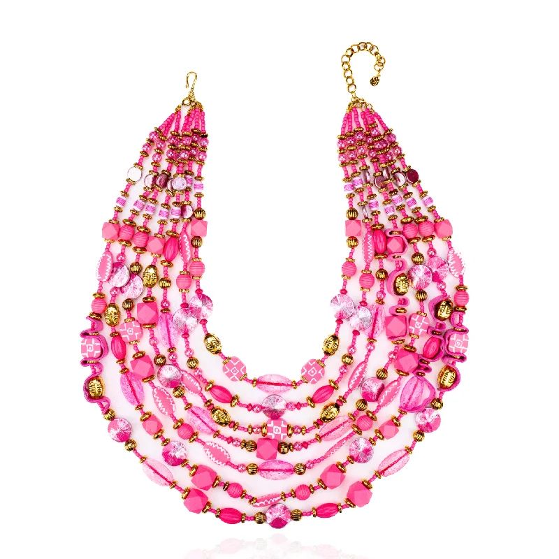 Adjustable Necklaces-Caliope Cascading Chain - Pink