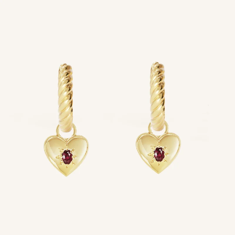 Modern Gemstone Earrings for Women-Rouge Charm Hoops