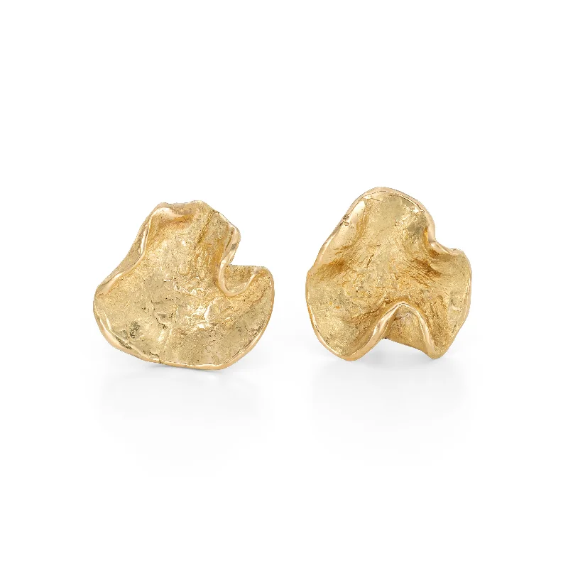 Elegant Crystal Earrings-Wave Studs 18ct Gold