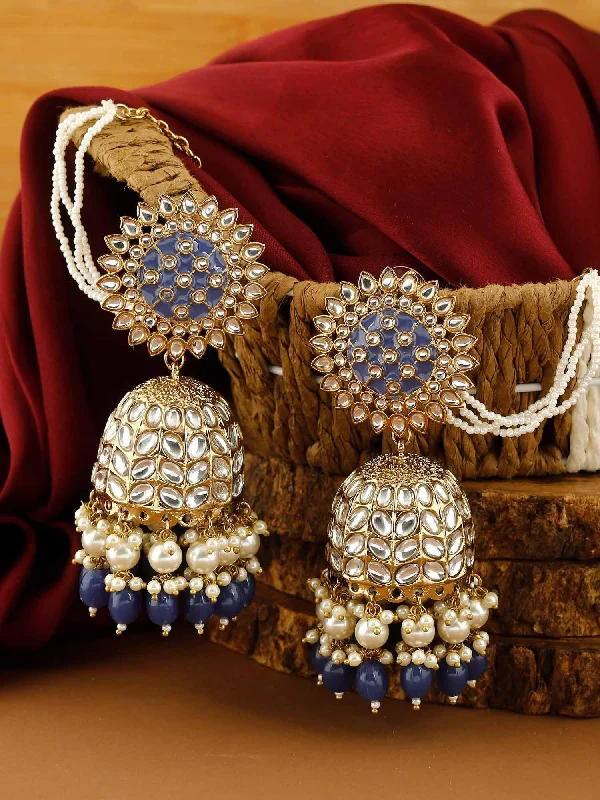 Classic Dangle Earrings-Navy Maharani Sahara Jhumkis - EOSS