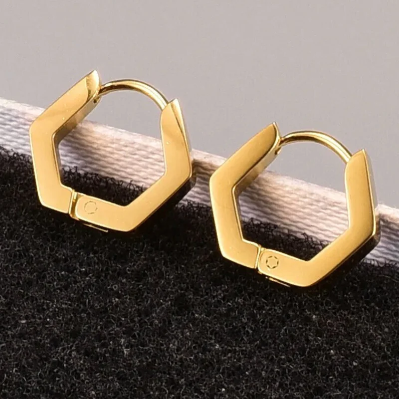 Stylish Silver Earrings for Women-Polygon Hoop Earrings