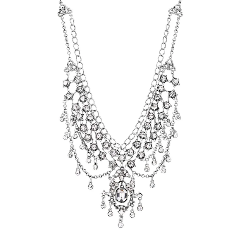 Travel Necklaces-1928 Jewelry Crystal Enchantment Bib Necklace 13" + 3" Extension