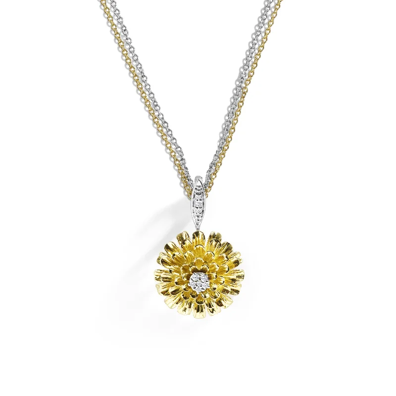 Butterfly Pendant Necklaces-Dandelion Flower Pendant Necklace with Diamonds