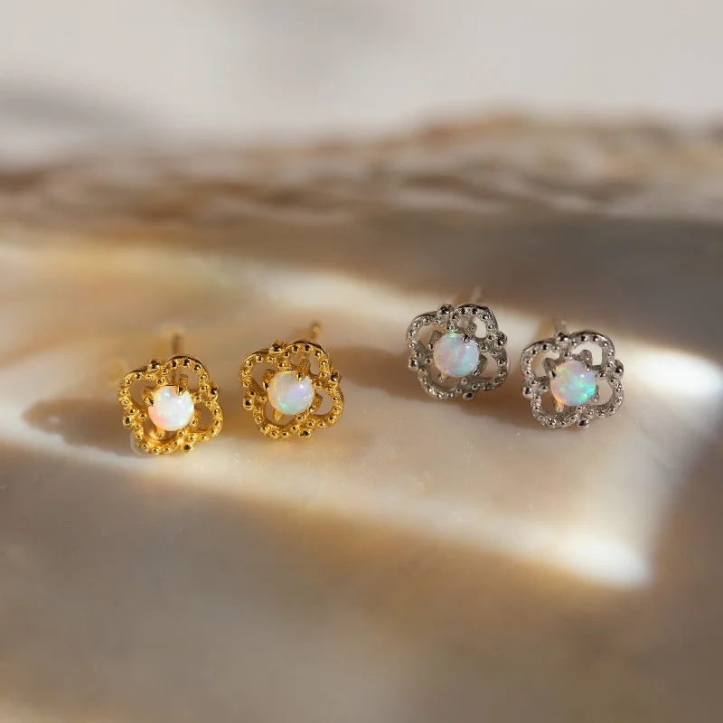 Simple Crystal Earrings for Women-Alora Opal Studs