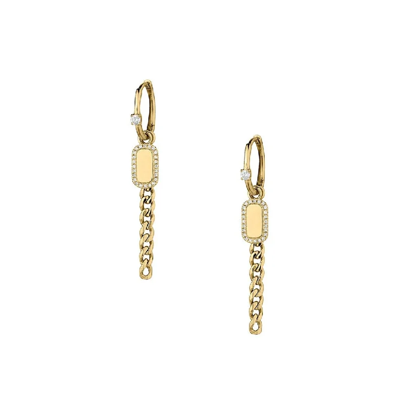 Vintage Drop Earrings-DIAMOND CHAIN LINK DROP EARRINGS