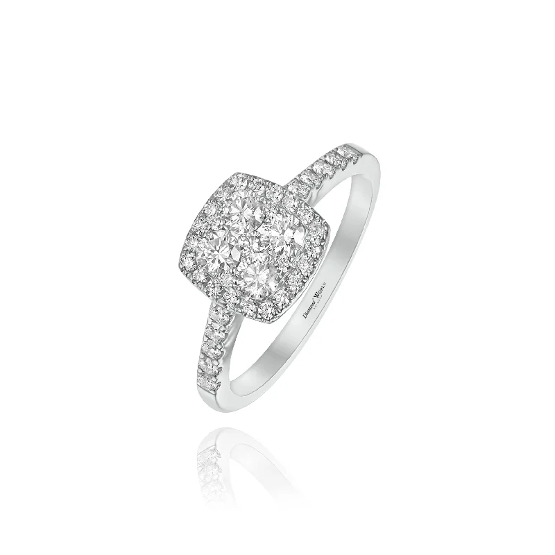 Fashion Diamond Engagement Rings-Invisible Set Diamonds "lucia" Ring