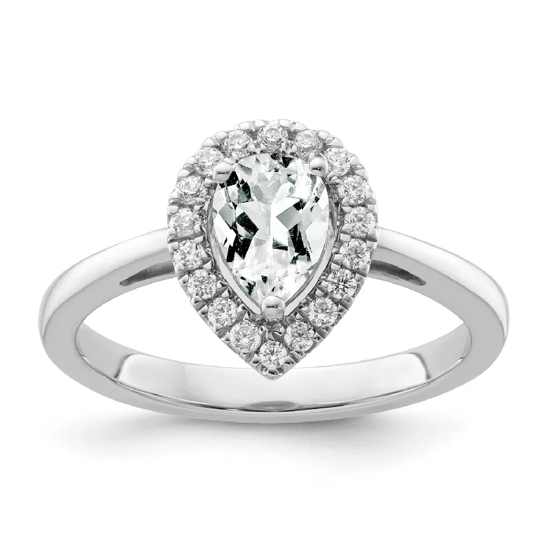 Women’s Custom Engagement Ring Sets-White Sapphire Diamond Halo Ring